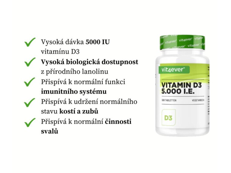 Vit4ever Vitamin D3 Depot 5000 IU (125 mcg), 500 tablet