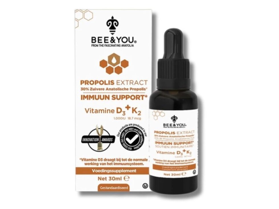 Bee&You propolisový extrakt 30 % s vitamíny D3 a K2, 30 ml