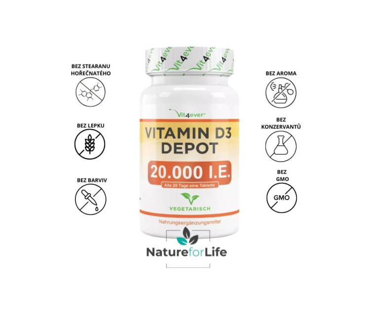 Vit4ever Vitamin D3 Depot 20 000 IU (500 mcg), 240 tabliet
