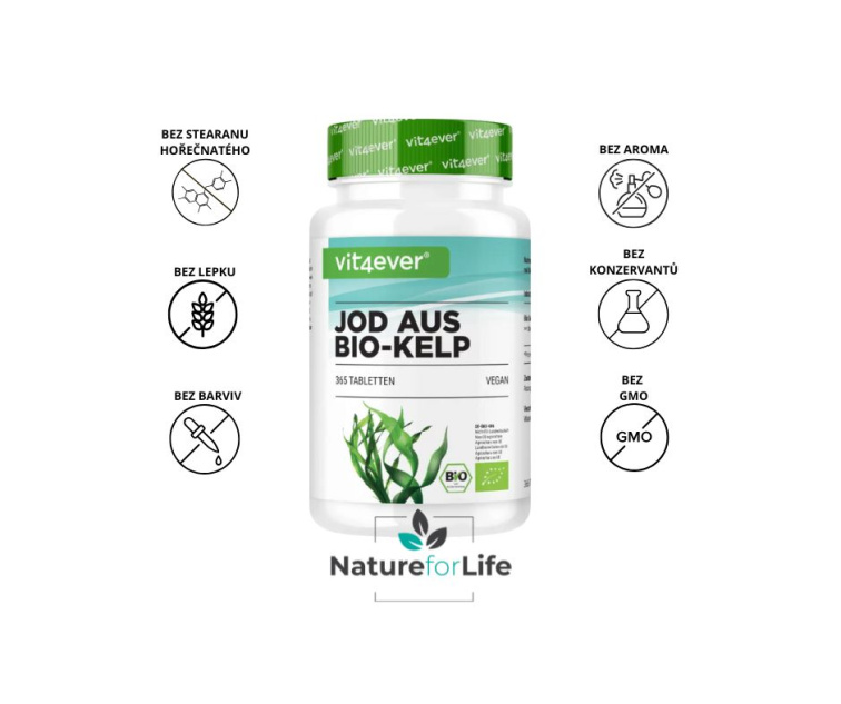 Vit4ever přírodní Jód, organický extrakt z řasy 200 μg, 365 tablet