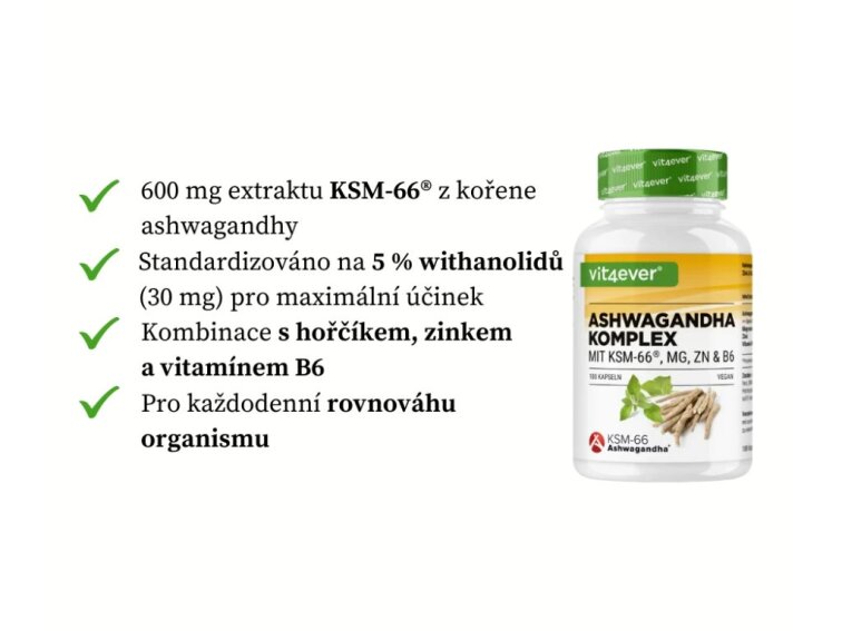 Vit4ever Ashwagandha KSM-66 komplex - 180 kapslí