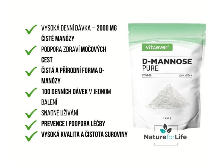 Vit4ever D-Mannose - Manóza prášek, 250 g