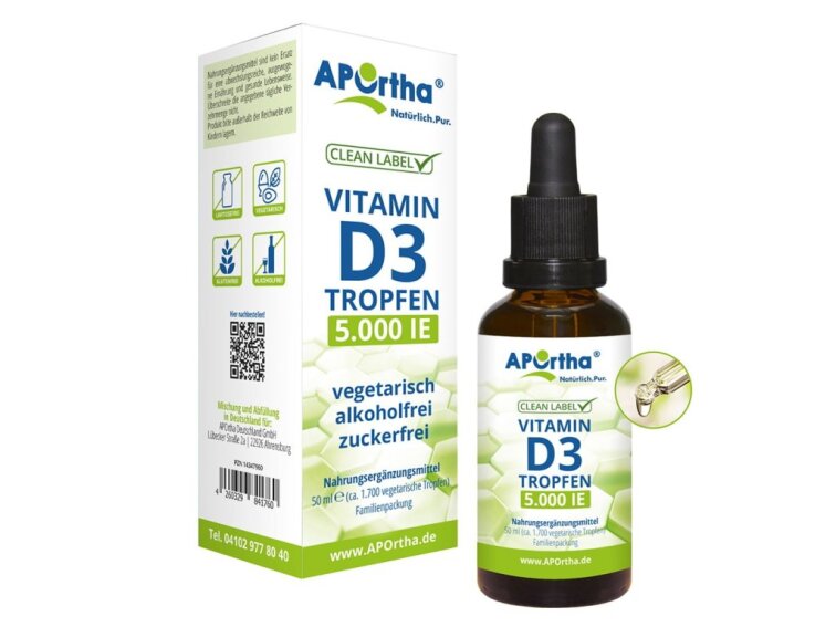 Aportha Vitamín D3 5 000 IU - kapky 50 ml (cca 1700 vegetariánských kapek)