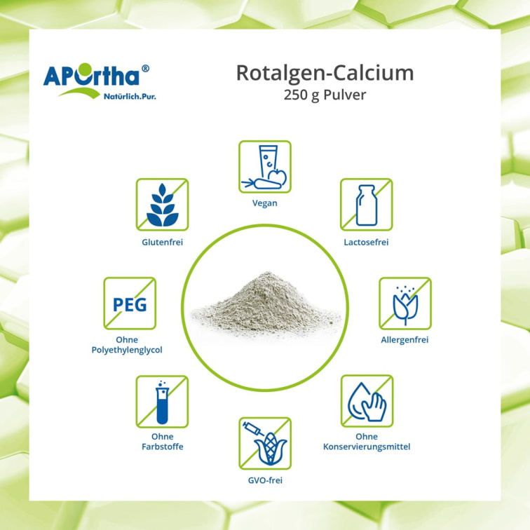 Aportha Vápník z červených řas, 1575 mg elemenentárního vapníku, 250 g veganského prášku