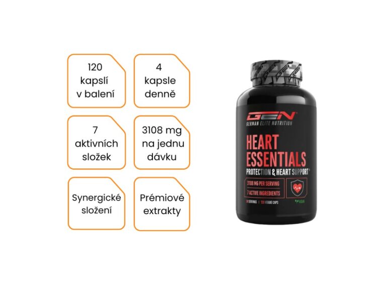 GEN Heart Essentials - rostlinný komplex pro každodenní péči o srdce, 120 kapslí