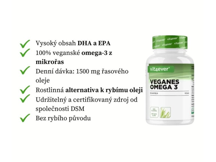 Vit4ever Algae Oil Omega 3, 100% rostlinný a veganský olej z řas