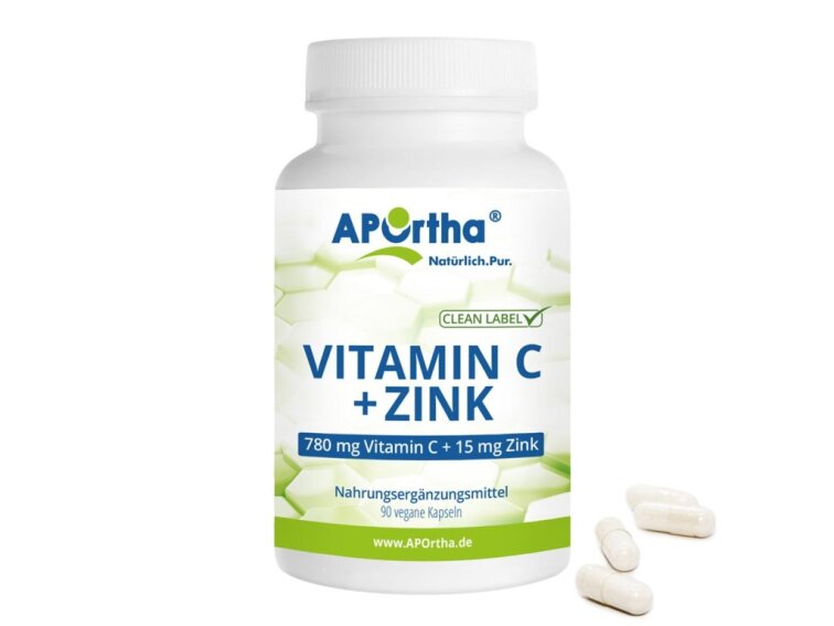 Aportha Vitamín C 780 mg + 15 mg zinek - 90 veganských kapslí