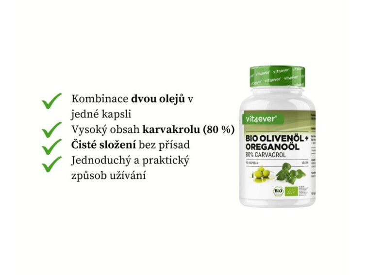 Vit4ever BIO Olivový a Oregánový olej - 90 kapslí