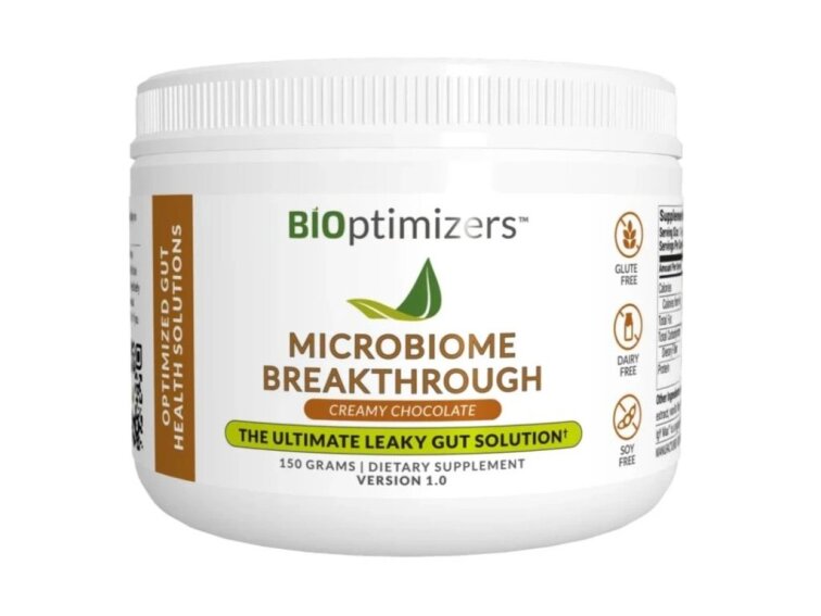 BiOptimizers Microbiome Breakthrough Chocolate – komplex pro obnovu střevní bariéry a imunitní rovnováhy (150 g)