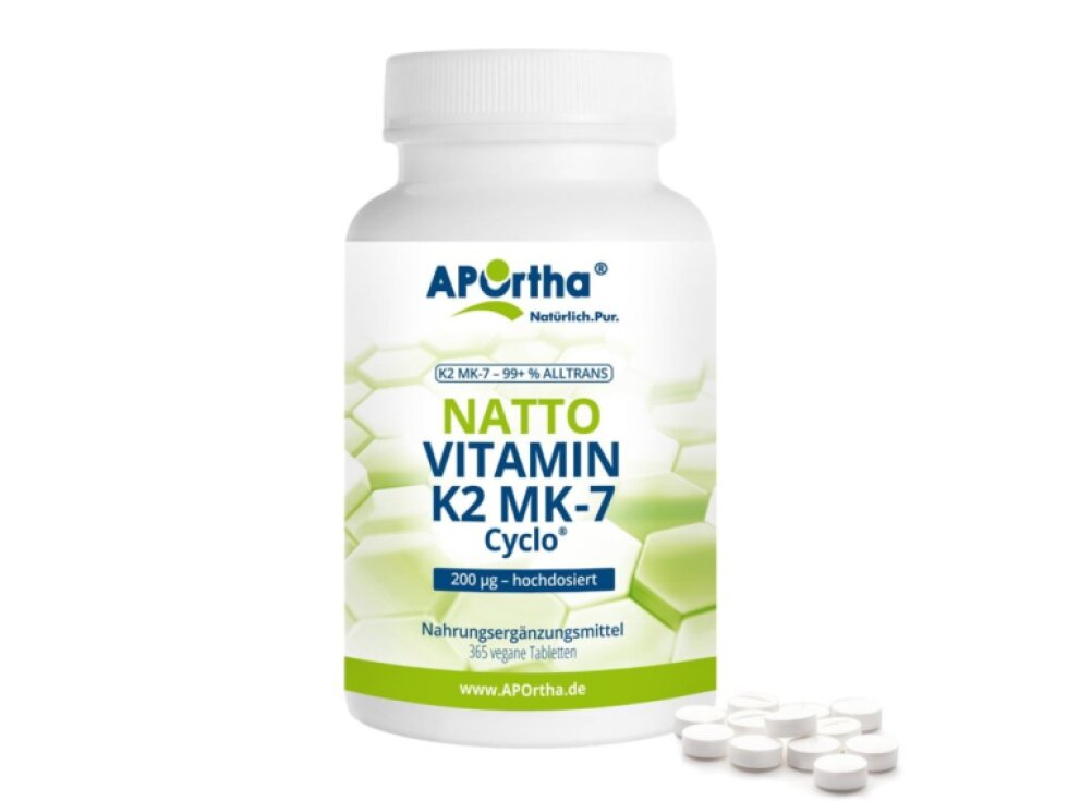 Aportha Natto Vitamin K2 MK-7 Cyclo® 200 μg - 365 veganských tablet