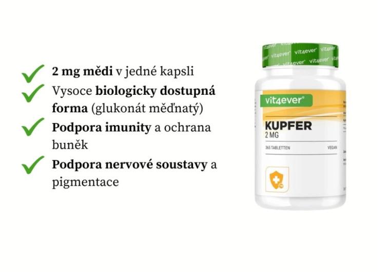 Vit4ever Měď, glukonát měďnatý 2 mg, 365 tablet