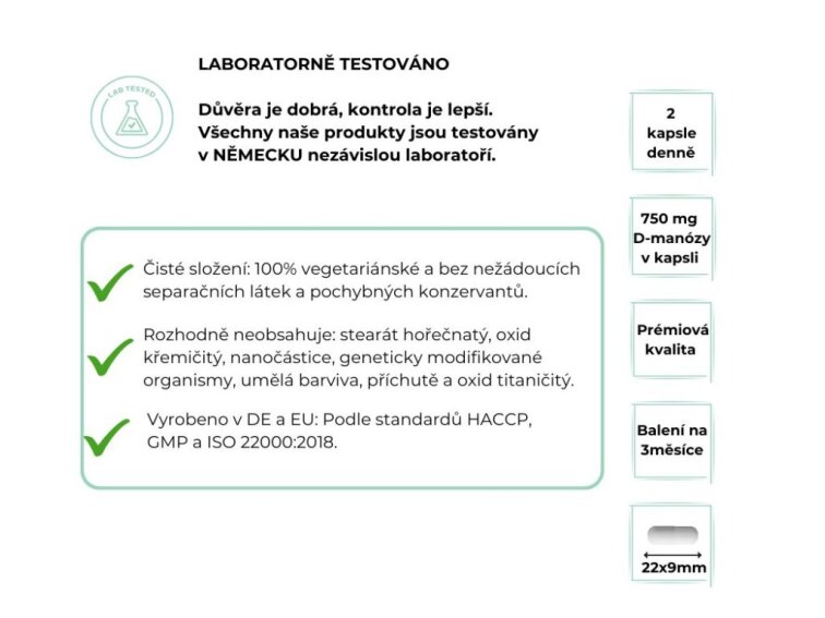 Vit4ever D-mannose 750 mg, Manóza, 180 kapslí