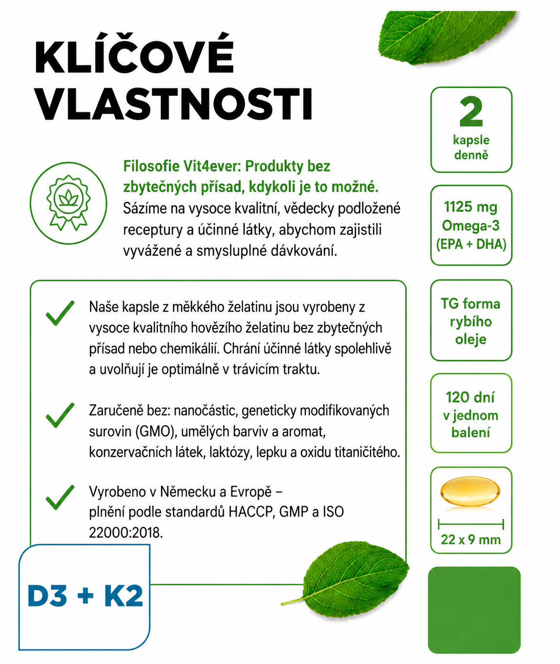 Vit4ever Omega 3 + Vitamin D3 + K2 MK-7 – 240 kapslí