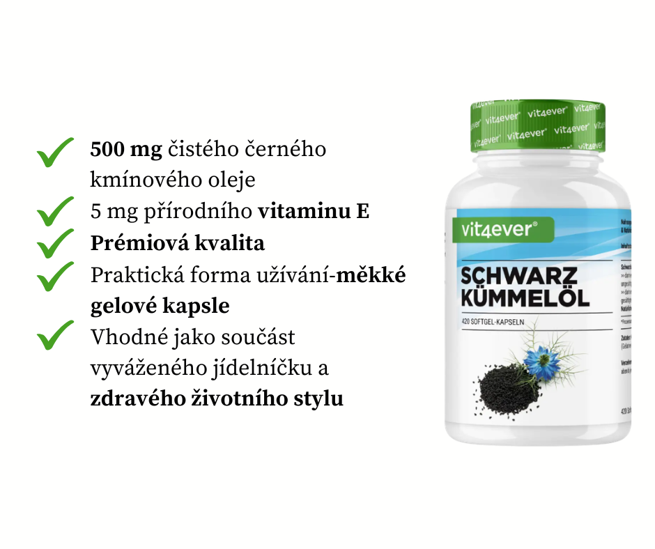 Vit4ever Olej Černý kmín 500 mg, 420 kapslí