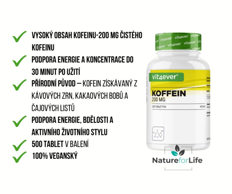 Vit4ever Kofeín XXL 200 mg - 500 tabliet