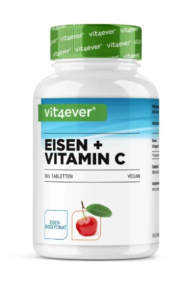 Vit4ever Železo + vitamín C, bisglycinát železnatý, 365 tablet