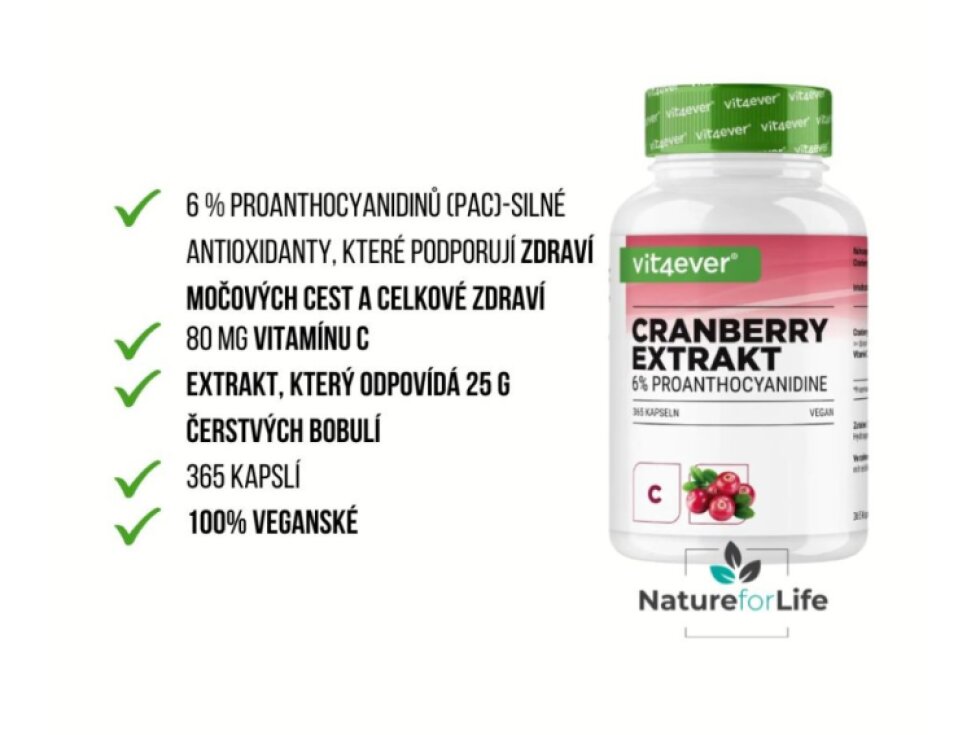 Vit4ever Brusinky s vitamínem C - 365 kapslí