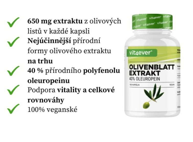 Vit4ever Olivový extrakt - 650 mg, 180 kapslí