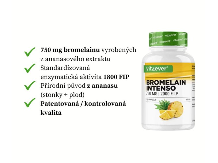 Vit4ever Bromelain Intenso (2000 FIP), 750 mg, 120 kapslí