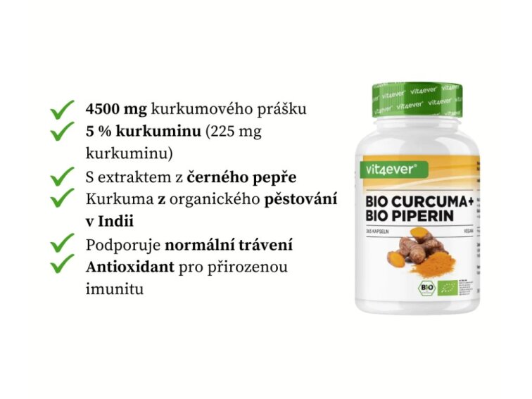 Vit4ever BIO Kurkuma 750 mg, 365 kapslí