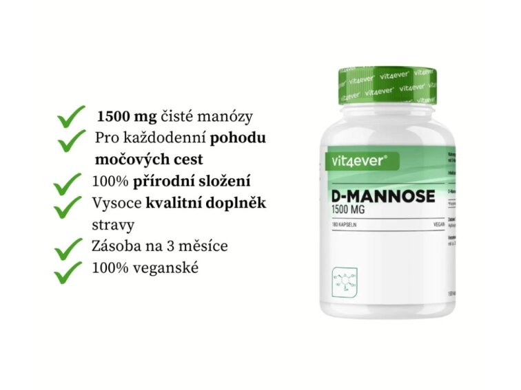 Vit4ever D-mannose - Manóza, 180 kapslí