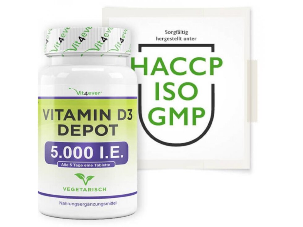 Vit4ever Vitamin D3 Depot 5000 IU (125 mcg), 500 tabliet