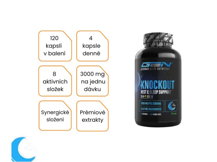 GEN Knockout Sleep support - Podpora spánku a regenerace, 120 kapslí