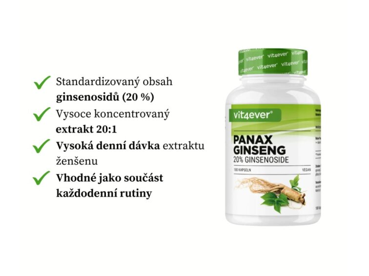 Vit4ever Červený Ženšen pravý, 20% ginsenosidů, 180 kapslí