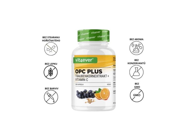 Vit4ever OPC extrakt z hroznových jadérek s vitamínem C, 365 kapslí