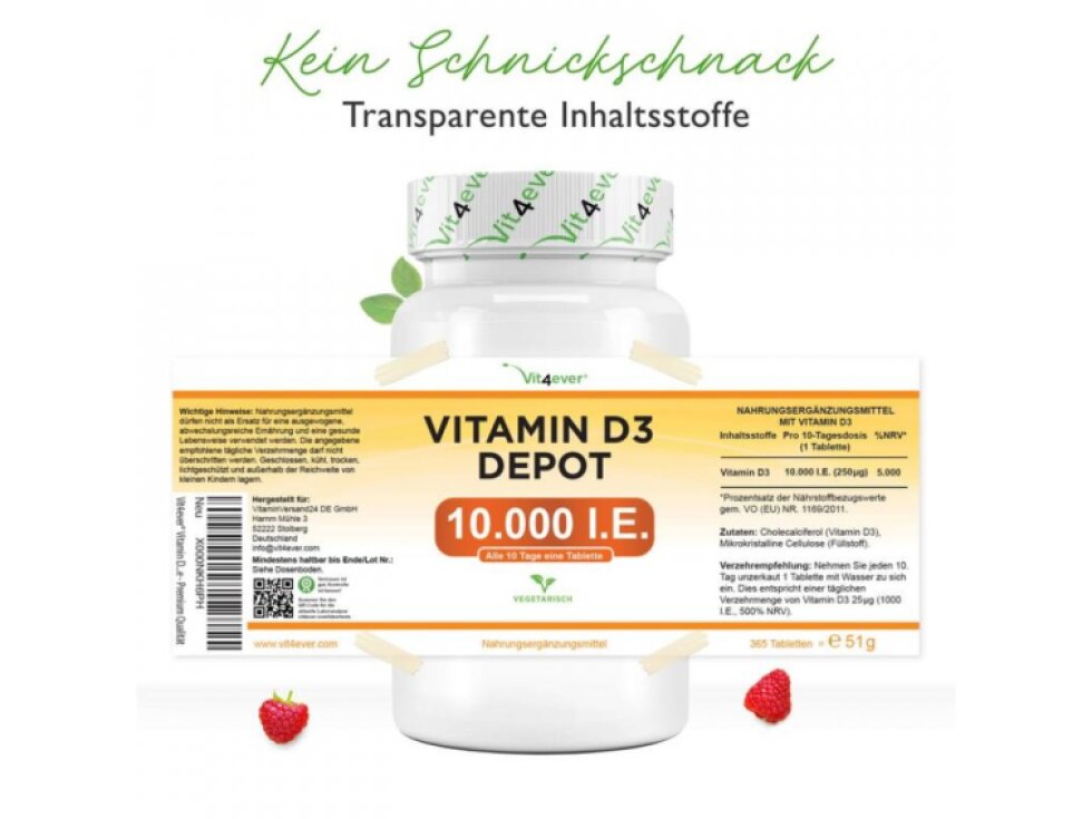 Vit4ever Vitamin D3 Depot 10 000 IU (250 mcg), 365 tablet