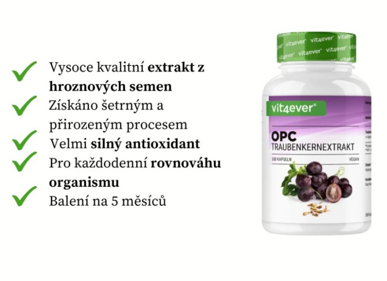 Vit4ever OPC Pure – extrakt z hroznových jader 500 mg, 300 kapslí