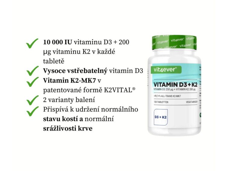 Vit4ever Vitamin D3 + K2 MK7 - 10 000 IU