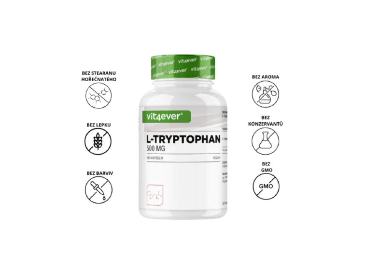 Vit4ever L-Tryptophan 500 mg, Tryptofan 365 kapslí