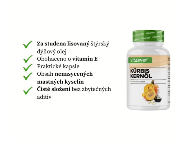 Vit4ever Dýňový olej, 420 gelových kapslí