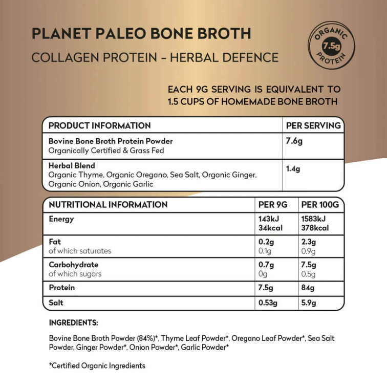 PLANET PALEO Herbal Defence - BIO Sušený hovězí vývar z kostí