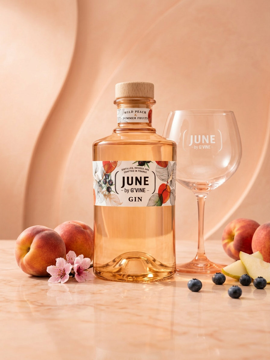 June Gin Peach 37,5% 0,7l (dárkové balení sklenice)