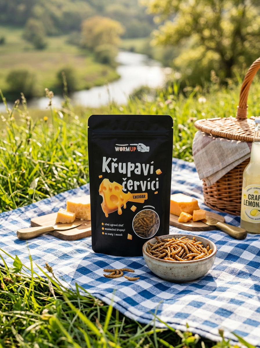 WormUp Křupaví červíci Cheddar 20g