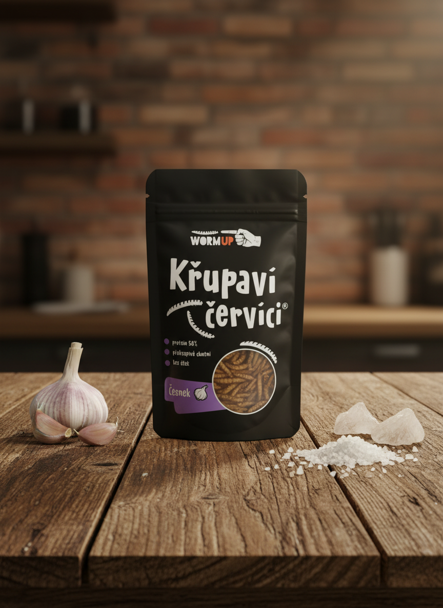 WormUp Křupaví červíci Česnek 20g