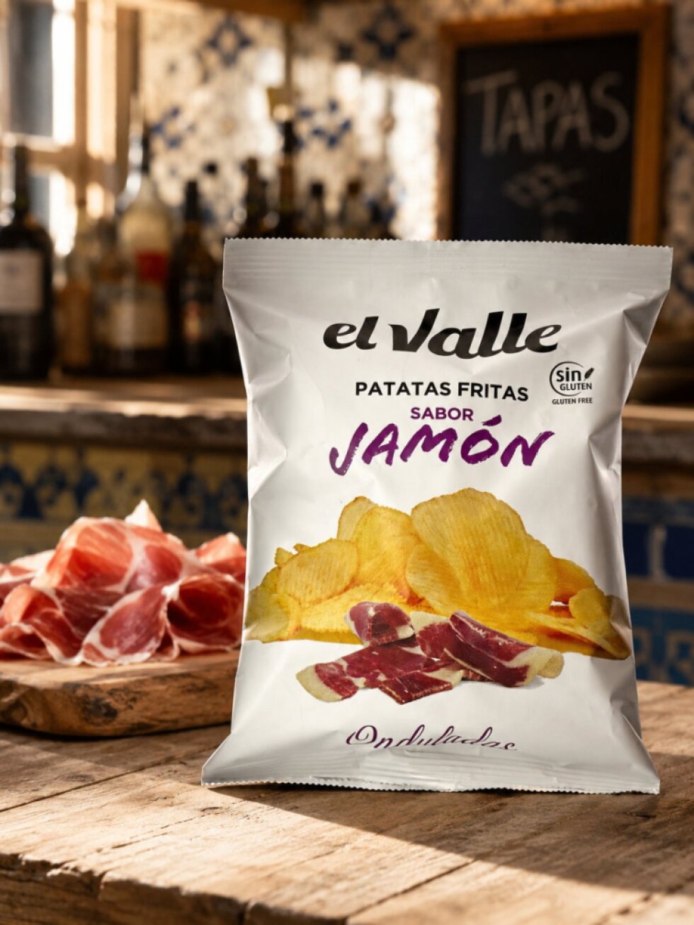 El Valle brambůrky vroubkované s příchutí Jamón 45g