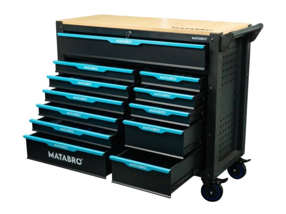 Matabro MB-TC06, Dílenský vozík s nářadím | 12 zásuvek | Modrý | 360 ks