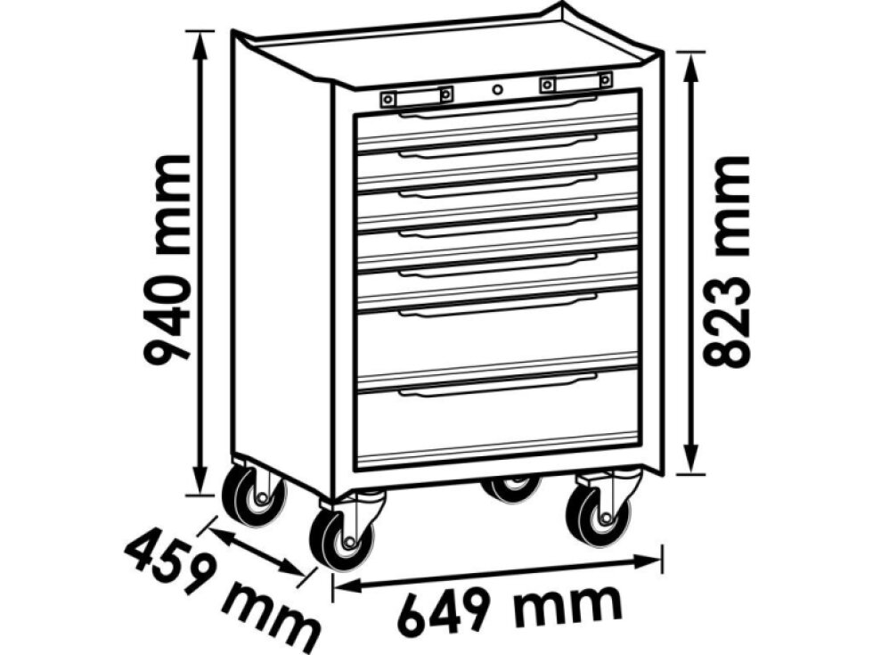 Vigor V6000-019, Dílenský vozík pro sestavy nábytku, 649 mm x 459 mm x 940 mm