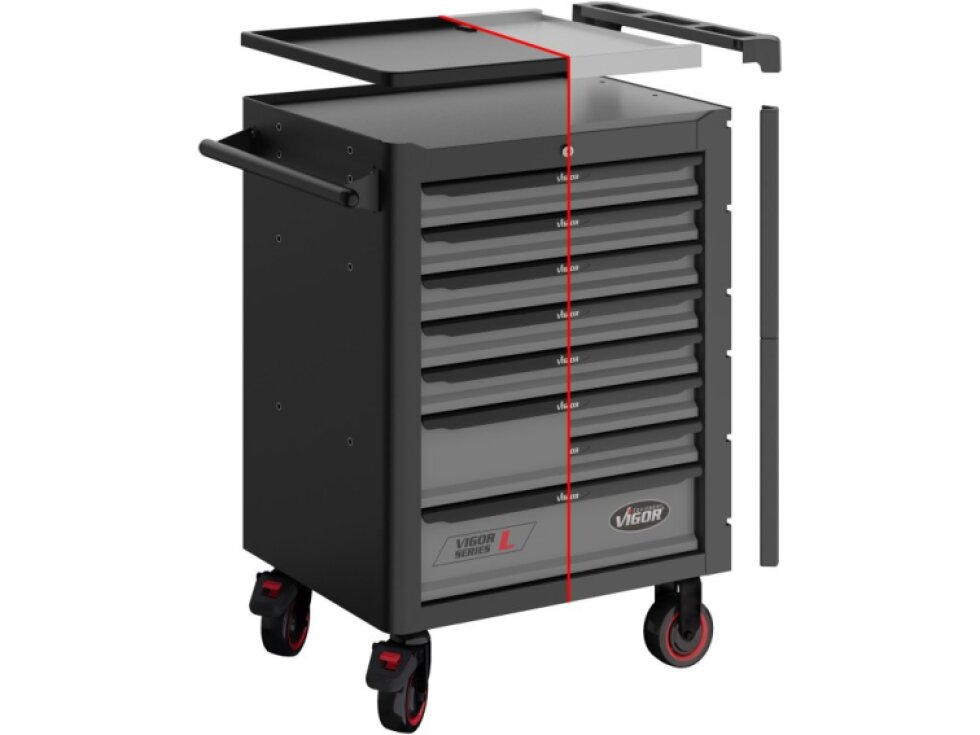 Vigor V1901-X, Dílenský vozík řady L | prázdný | 723 × 459 × 1002 mm