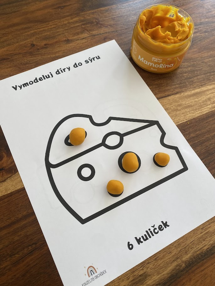předlohy na modelování pro děti ke stažení zdarma a na nich kuličky z modelíny od Mámy v rejži.