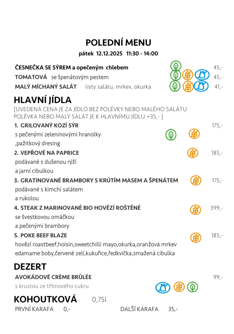 POLEDNÍ MENU & TÝDENNÍ SPECIALITY