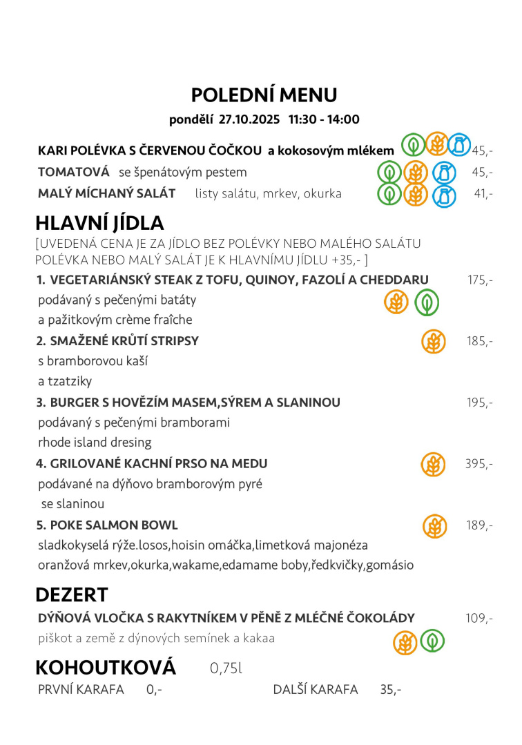 POLEDNÍ MENU & TÝDENNÍ SPECIALITY