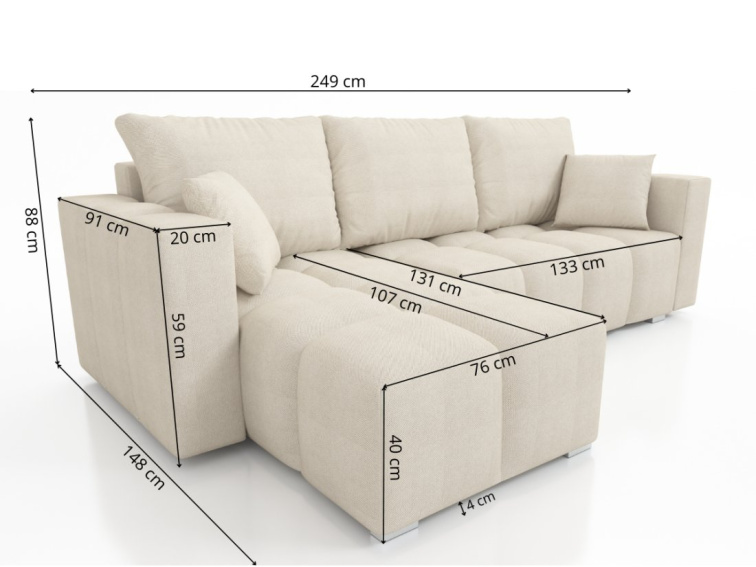 Rozkládací sedací souprava do L Colin - Lambi 05