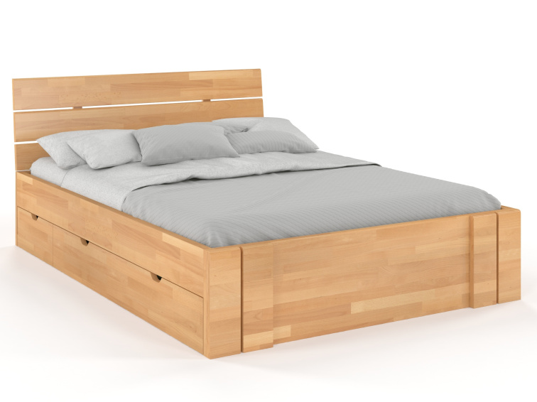 Buková zvýšená postel s úložným prostorem Arhus Drawers