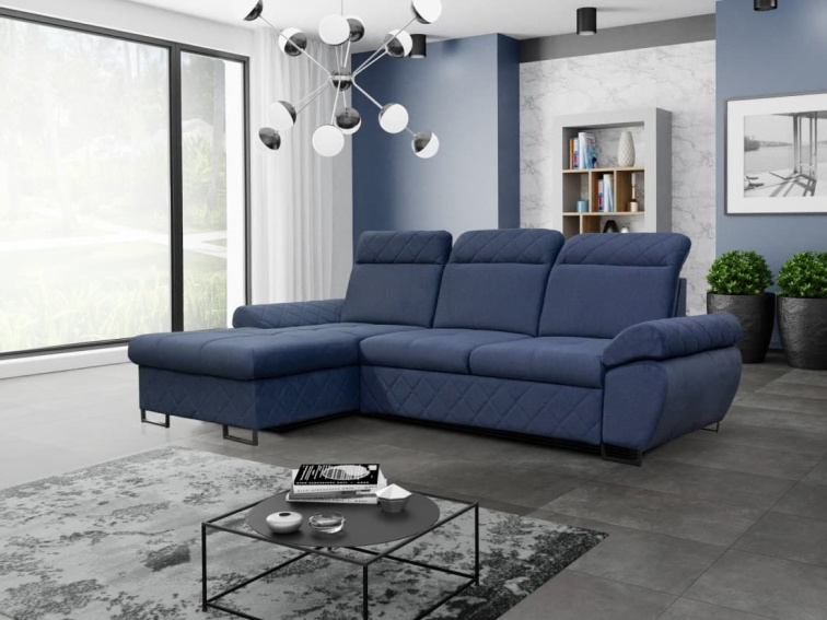 Rozkládací sedací souprava do L - Santana - modrá