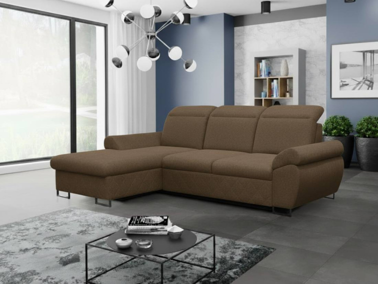 Rozkládací sedací souprava do L - Santana - hnědá