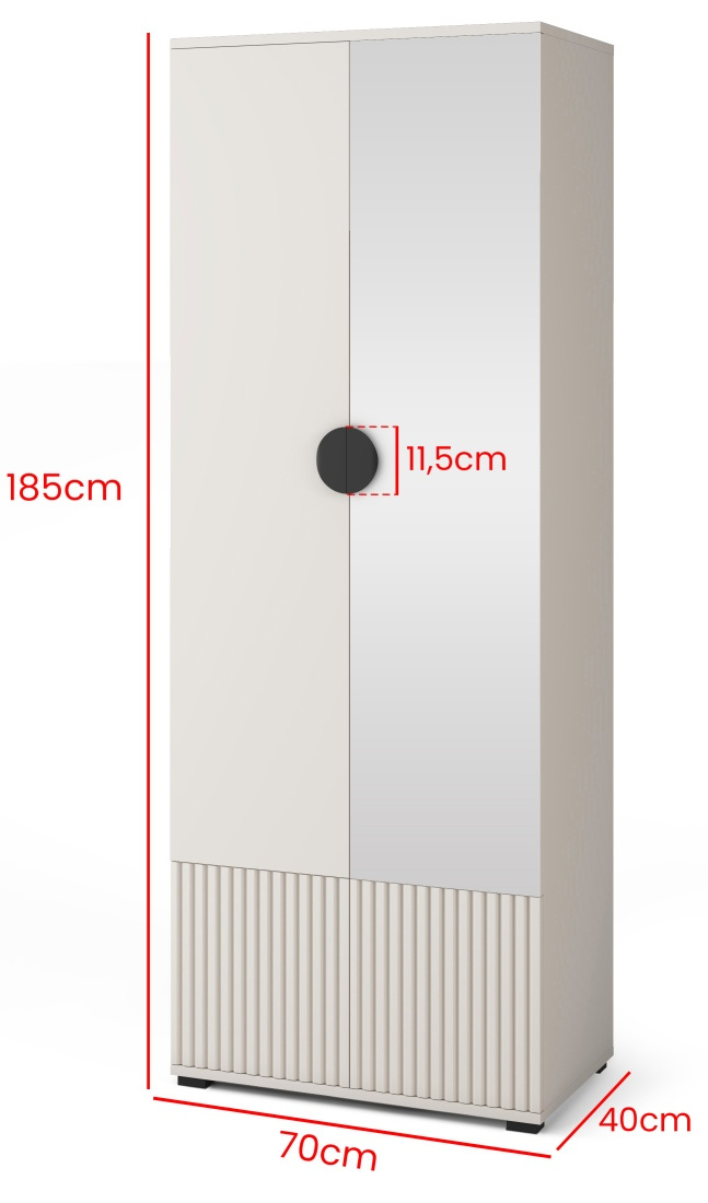 Šatní skříň Rayo 70 cm - se zrcadlem